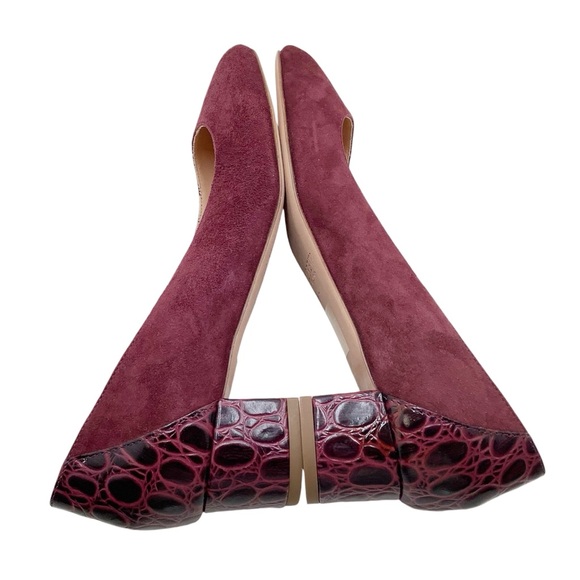 🆕{J.Crew}Suede Leather Pumps with Stamped Leather Croc Heel - Picture 4 of 9